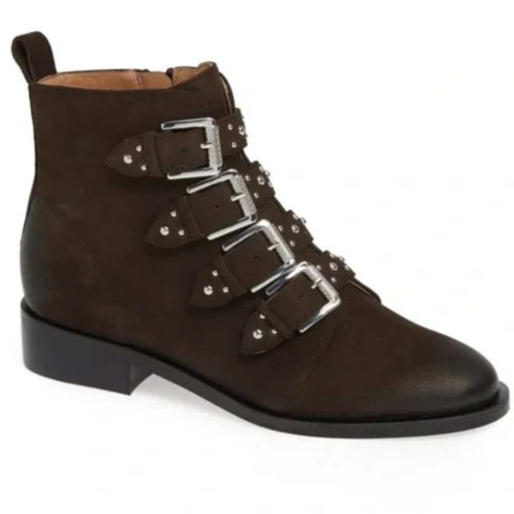 Halogen Dark Brown Multi-Buckle Combat Boots - image 1